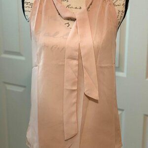 Women's Light Pink Sheer Top with Neck Tie & Cinched Upper Backing